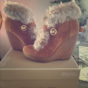 Michael Kors Lara Faux Fur Wedge Booties
